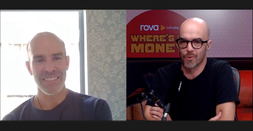 Alex sharing his story about income protection insurance during a podcast interview with 'Where's the Money?' host