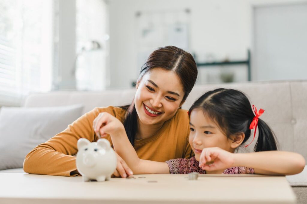 Mother and daughter putting small amounts today for future retirement savings.